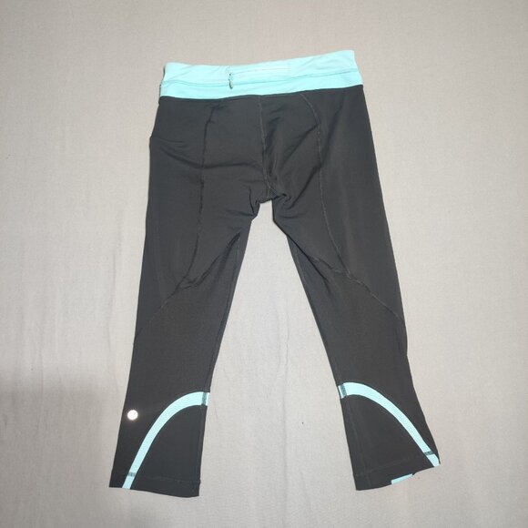 Lululemon Run Inspire Crop II pants women's sz 8 Black / Tonka Stripe Angle Blue - Picture 3 of 14